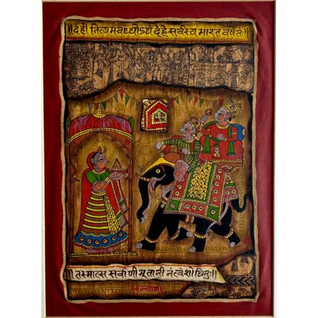 Wedding Procession Phad Painting Raw Colour on Cloth Traditional Rajasthani Art